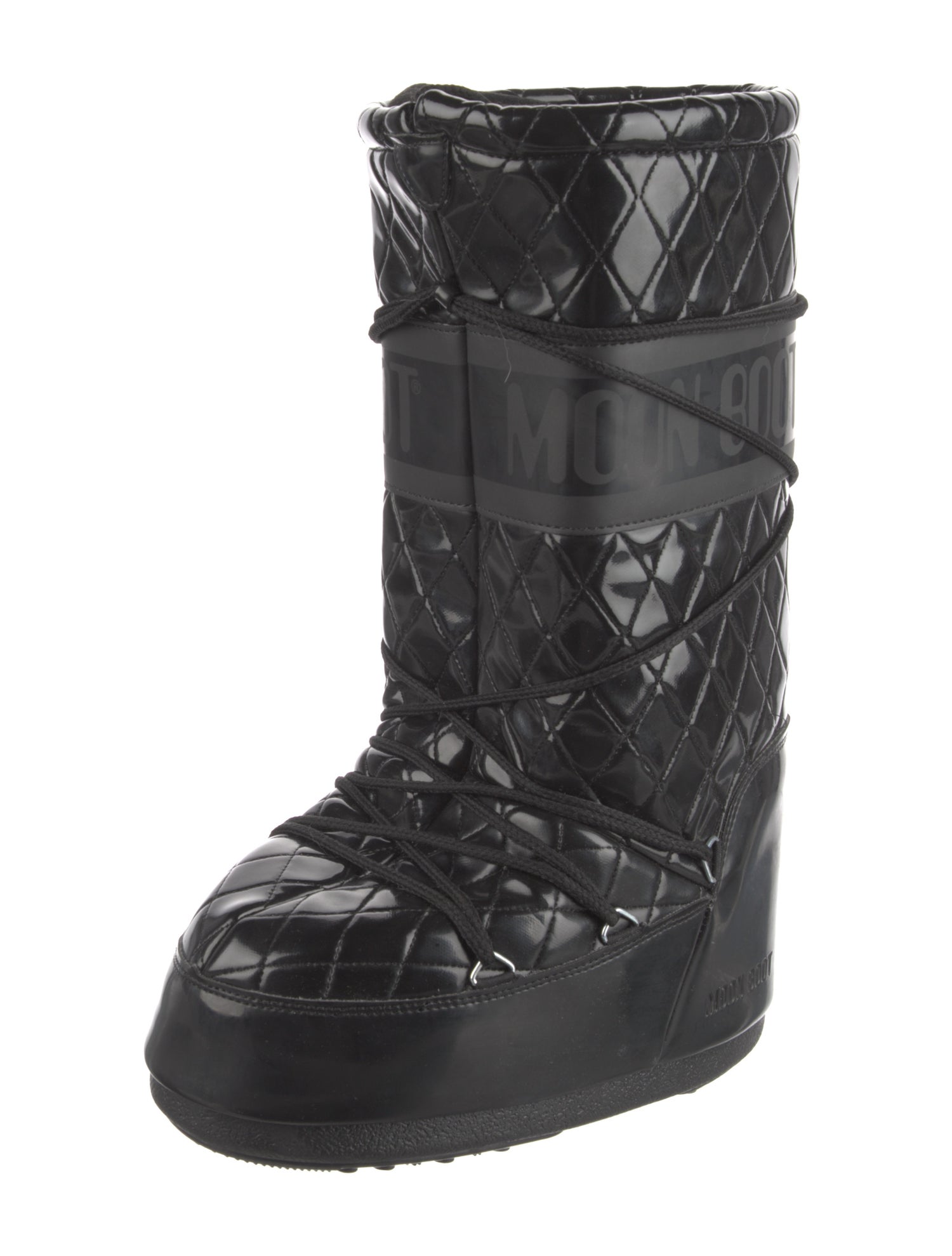 Moon Boot Patent Leather Lace-Up Boots