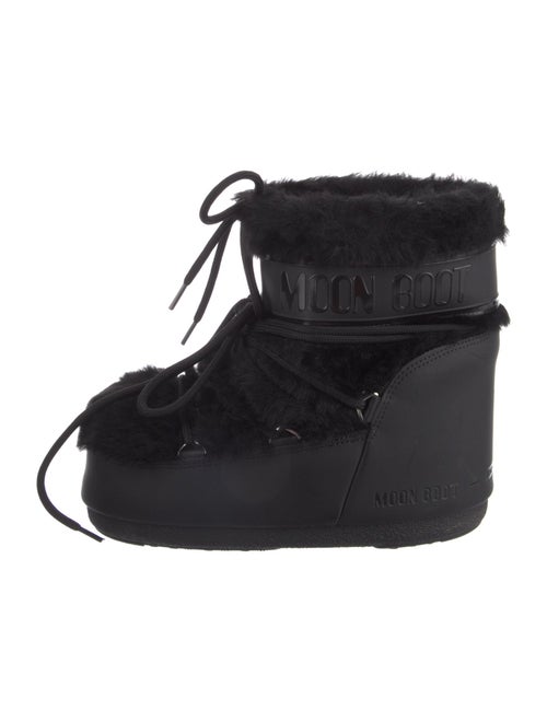 Moon Boot Leather Faux Fur Trim Lace-Up Boots