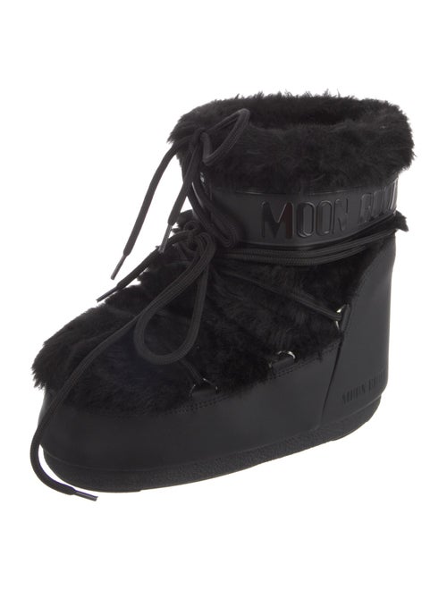 Moon Boot Leather Faux Fur Trim Lace-Up Boots