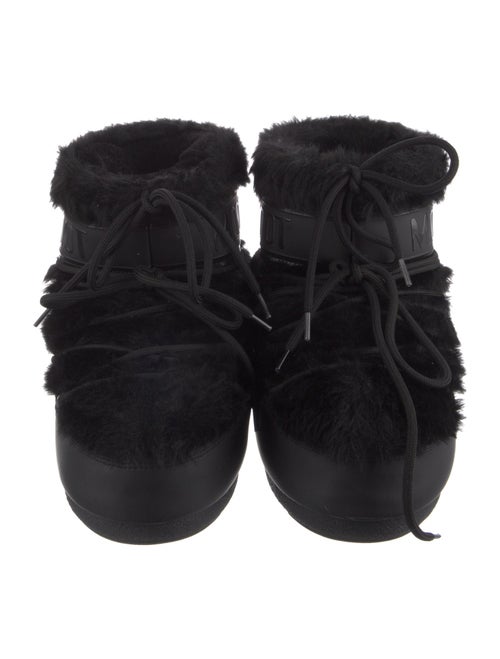 Moon Boot Leather Faux Fur Trim Lace-Up Boots