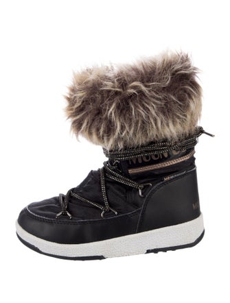 Moon Boot Fur Trim Leather Boots
