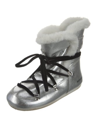 Moon Boot Saffiano Leather Lace-Up Boots