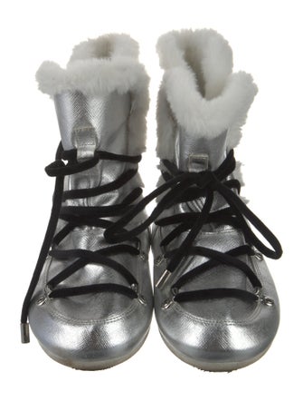 Moon Boot Saffiano Leather Lace-Up Boots