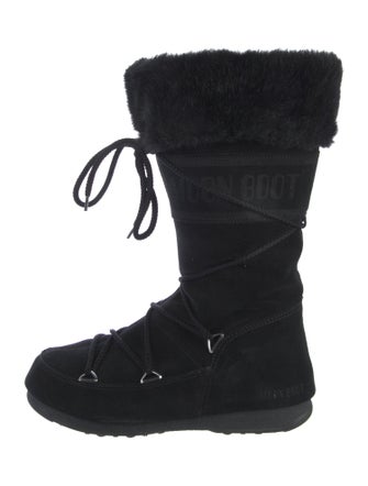 Moon Boot Suede Faux Fur Trim Lace-Up Boots