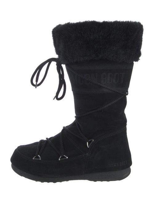 Moon Boot Suede Faux Fur Trim Lace-Up Boots