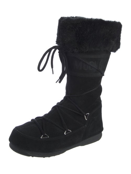 Moon Boot Suede Faux Fur Trim Lace-Up Boots