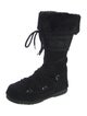 Moon Boot Suede Faux Fur Trim Lace-Up Boots