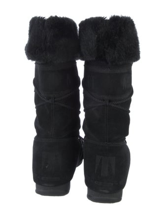 Moon Boot Suede Faux Fur Trim Lace-Up Boots
