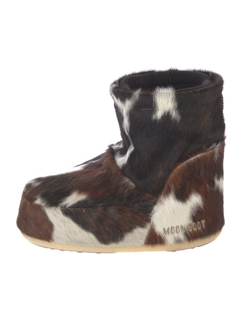 Moon Boot Ponyhair Animal Print Lace-Up Boots