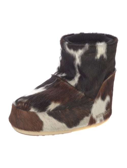 Moon Boot Ponyhair Animal Print Lace-Up Boots