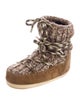 Moon Boot Fur Colorblock Pattern Lace-Up Boots