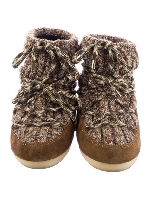 Moon Boot Fur Colorblock Pattern Lace-Up Boots