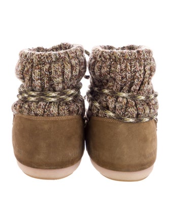 Moon Boot Fur Colorblock Pattern Lace-Up Boots