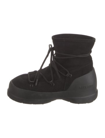Moon Boot Boots Suede Faux Fur Trim Lace-Up 7.5