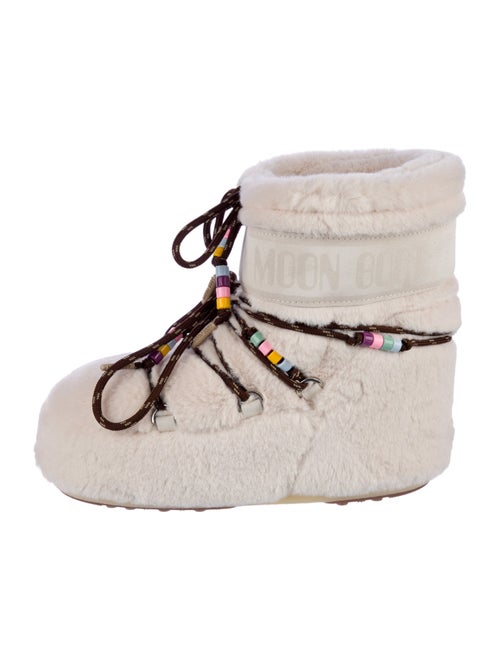 Moon Boot Faux Fur Beaded Accents Lace-Up Boots w/ Tags