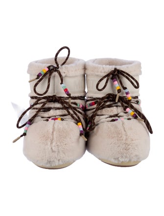Moon Boot Faux Fur Beaded Accents Lace-Up Boots w/ Tags