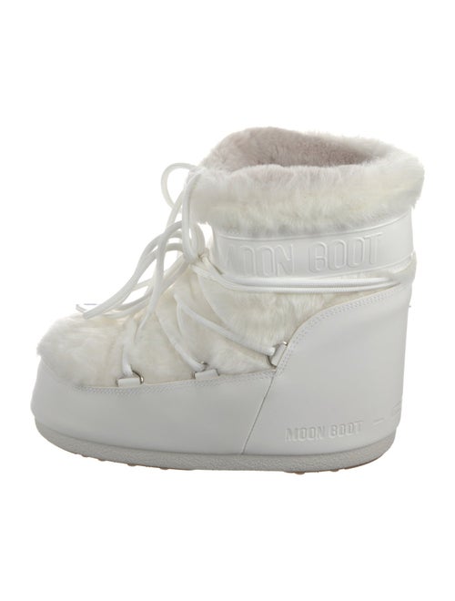 Moon Boot Leather Fur Trim Lace-Up Boots