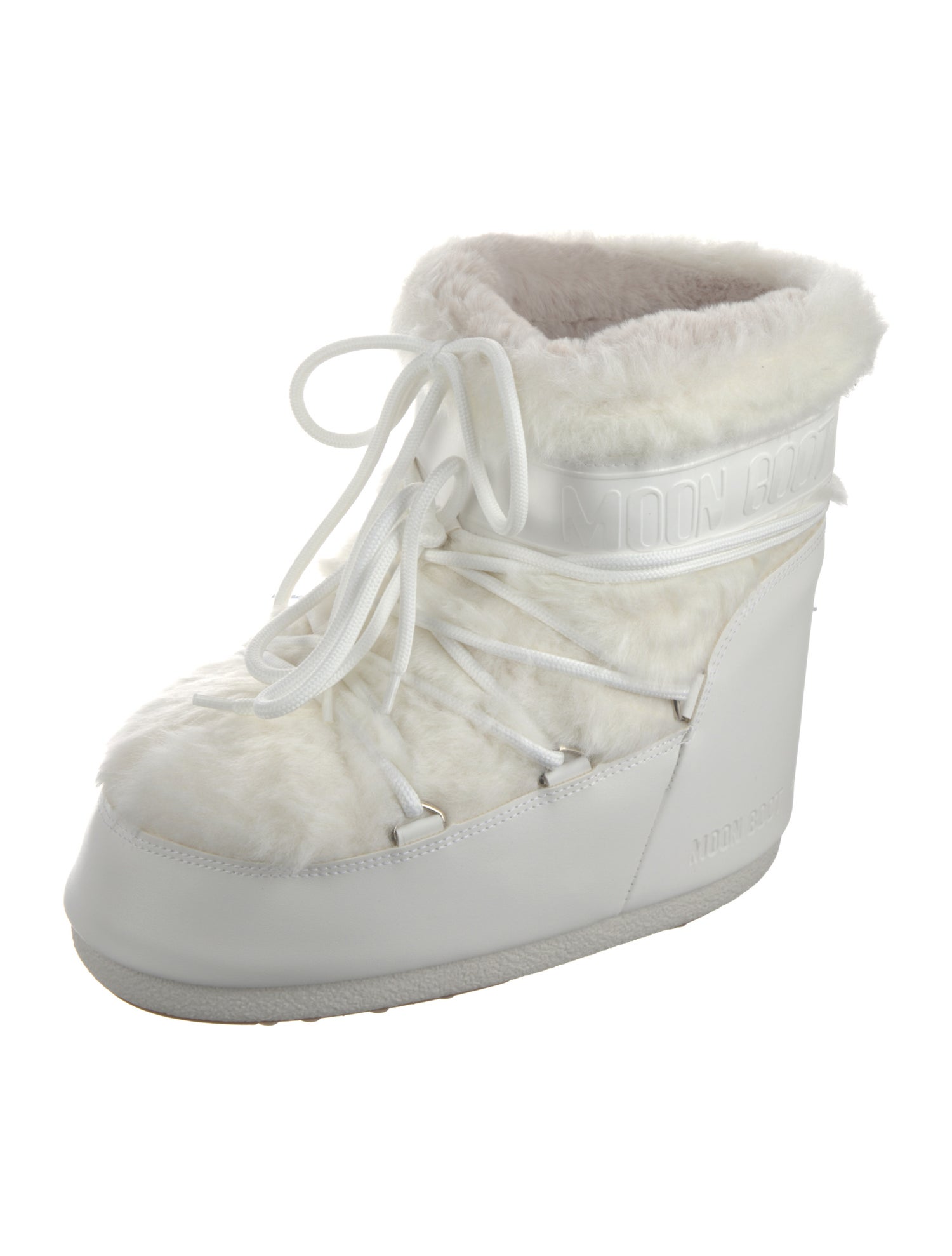 Moon Boot Leather Fur Trim Lace-Up Boots