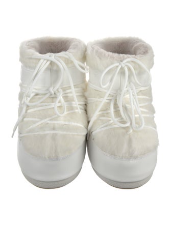 Moon Boot Leather Fur Trim Lace-Up Boots
