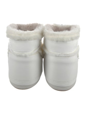 Moon Boot Leather Fur Trim Lace-Up Boots