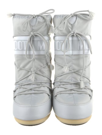 Moon Boot Nylon Leather Trim Embellishment Lace-Up Boots