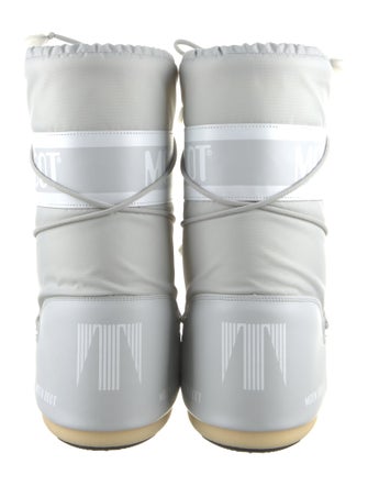 Moon Boot Nylon Leather Trim Embellishment Lace-Up Boots