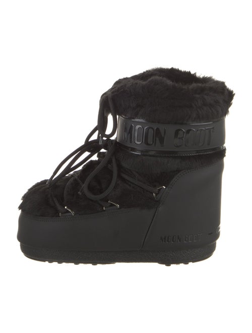 Moon Boot Faux Fur Leather Trim Embellishment Lace-Up Boots