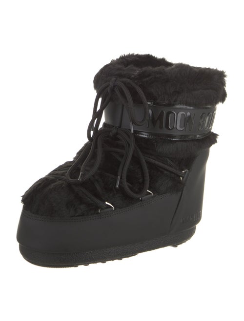 Moon Boot Faux Fur Leather Trim Embellishment Lace-Up Boots