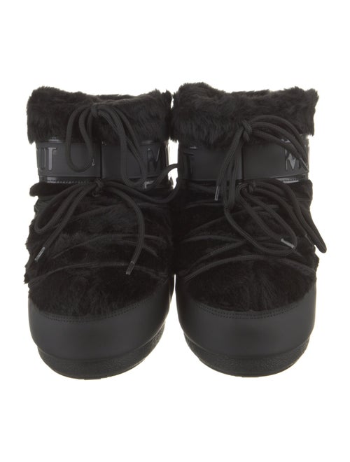 Moon Boot Faux Fur Leather Trim Embellishment Lace-Up Boots