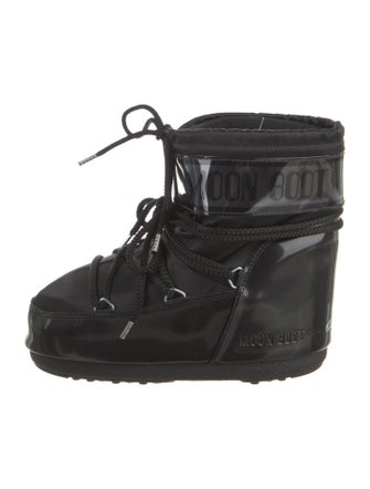 Moon Boot Nylon Leather Trim Embellishment Lace-Up Boots