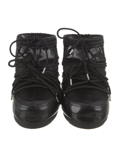 Moon Boot Nylon Leather Trim Embellishment Lace-Up Boots