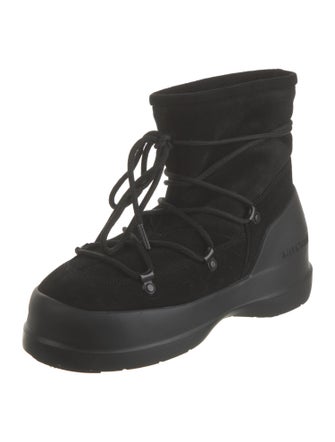 Moon Boot Suede Faux Fur Trim Lace-Up Boots