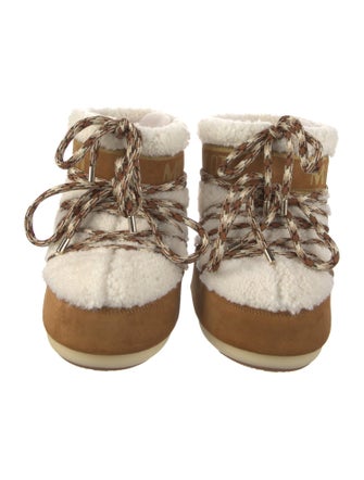 Moon Boot Suede Colorblock Pattern Lace-Up Boots