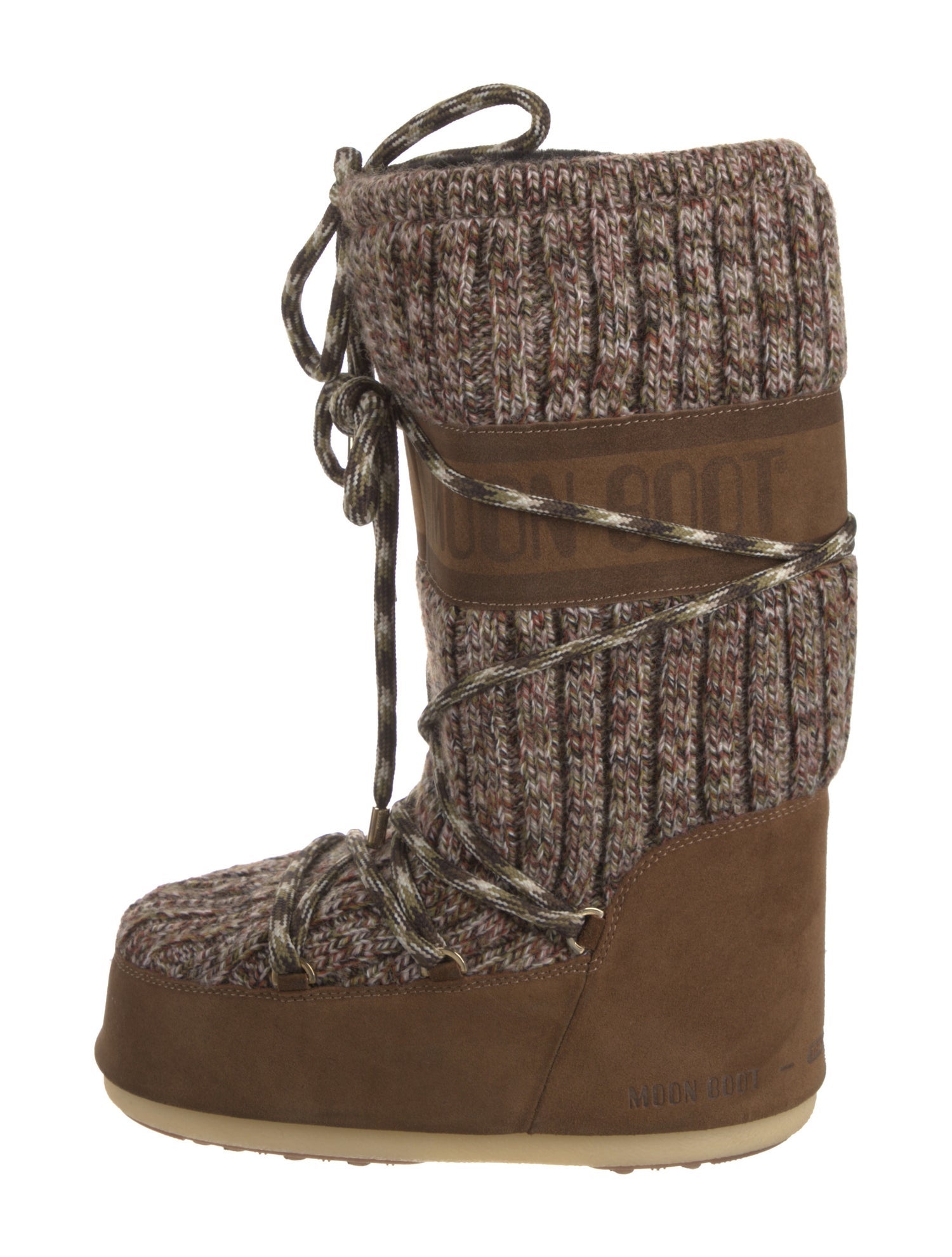 Moon Boot Wool Tweed Pattern Lace-Up Boots