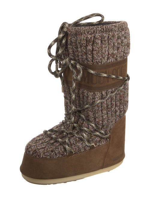 Moon Boot Wool Tweed Pattern Lace-Up Boots