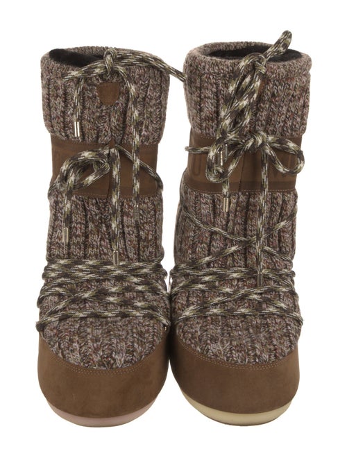 Moon Boot Wool Tweed Pattern Lace-Up Boots