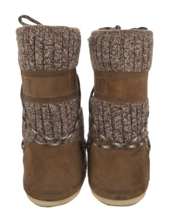 Moon Boot Wool Tweed Pattern Lace-Up Boots