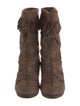 Moon Boot Suede Fringe Trim Accent Lace-Up Boots
