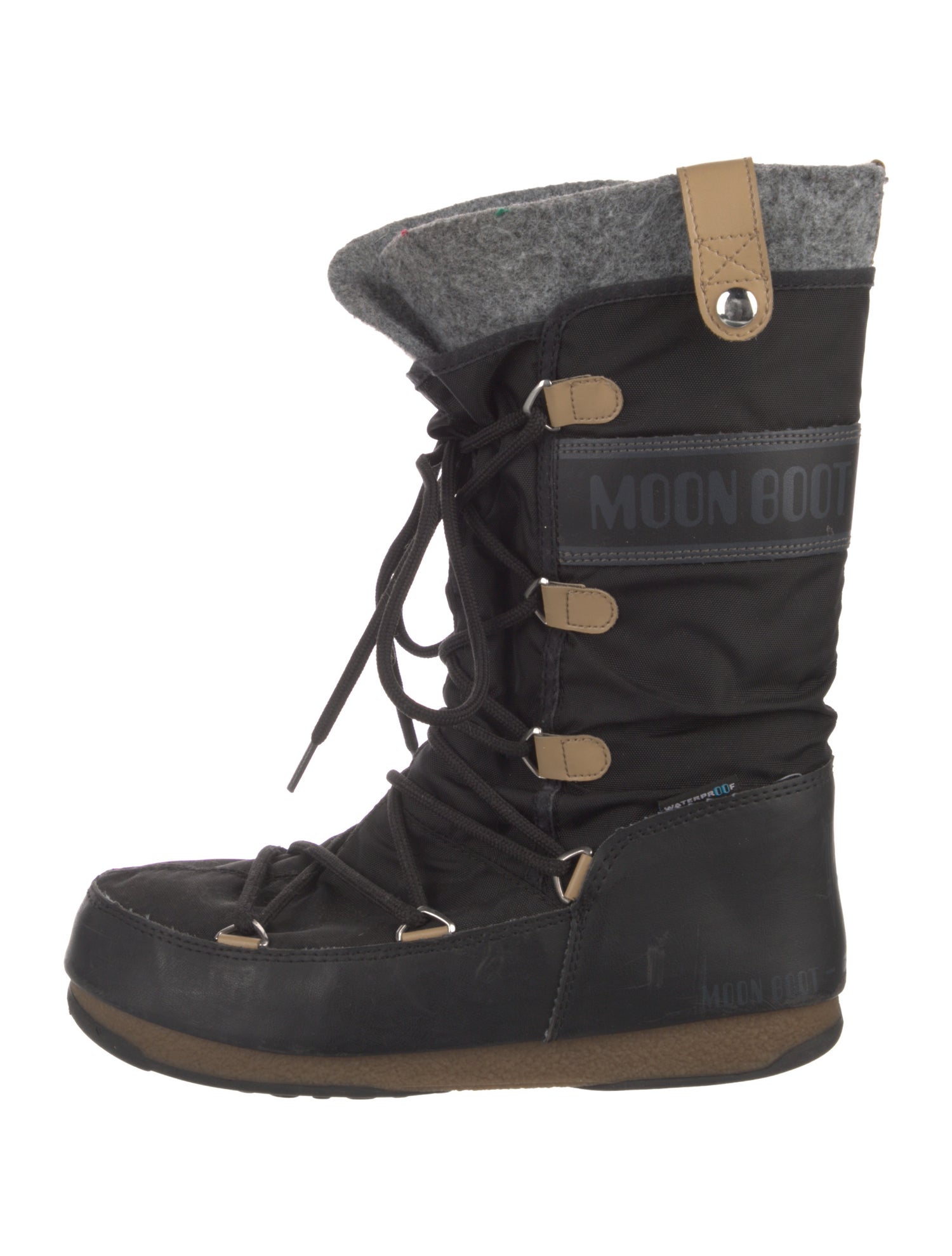Moon Boot Nylon Colorblock Pattern Lace-Up Boots