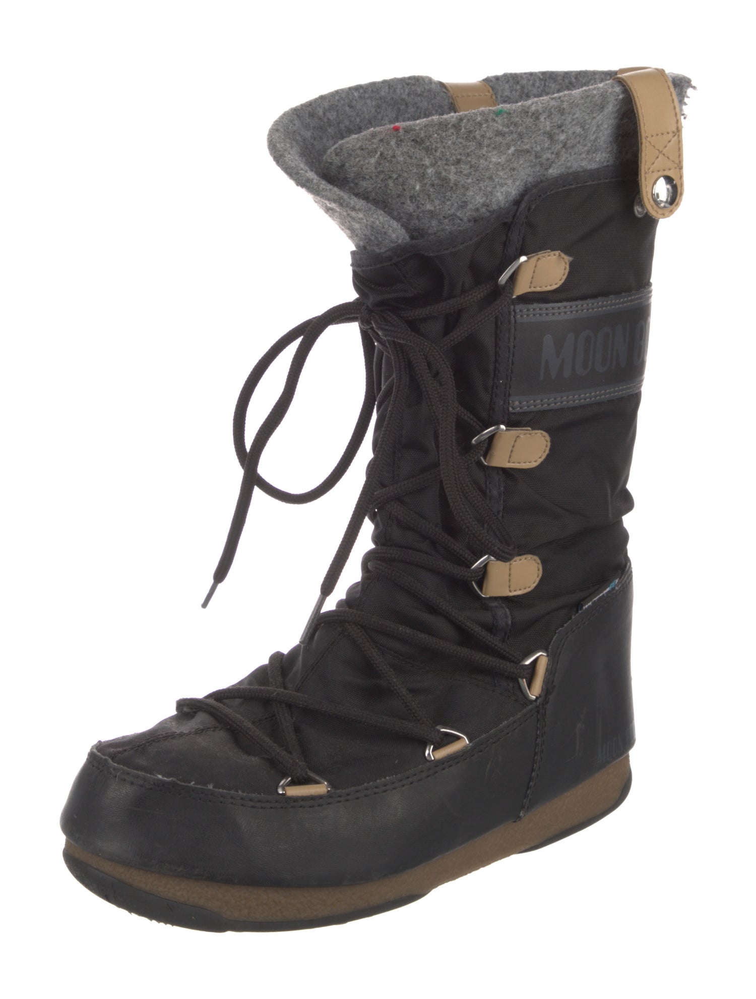 Moon Boot Nylon Colorblock Pattern Lace-Up Boots