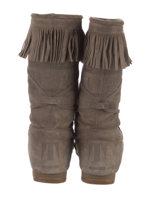 Moon Boot Suede Fringe Trim Accent Lace-Up Boots