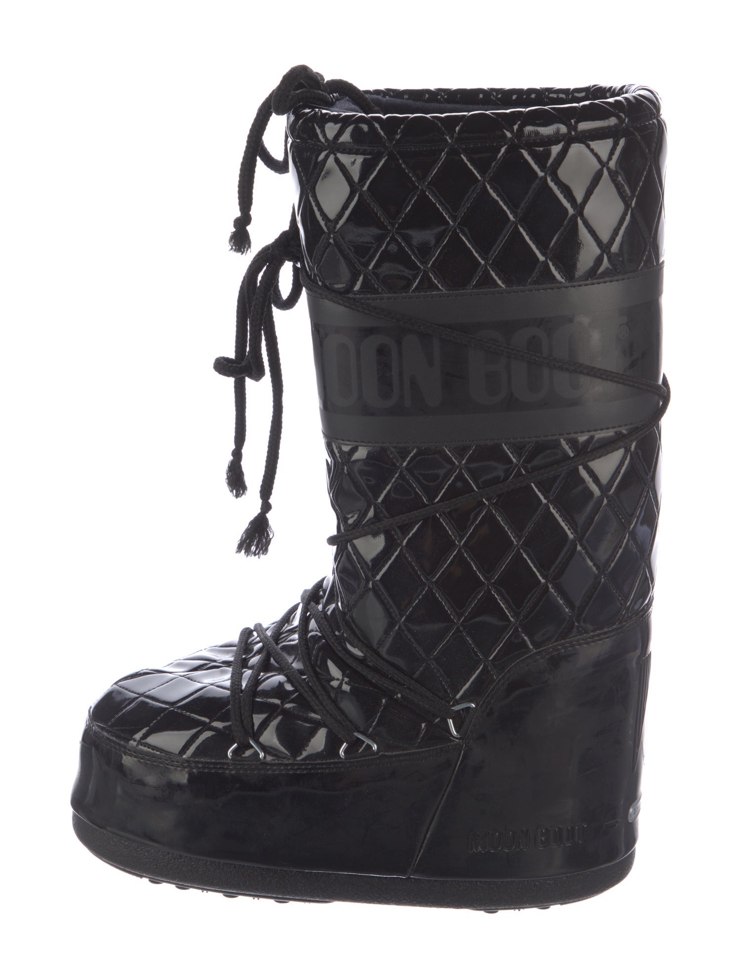 Moon Boot Patent Leather Patterned Lace-Up Boots