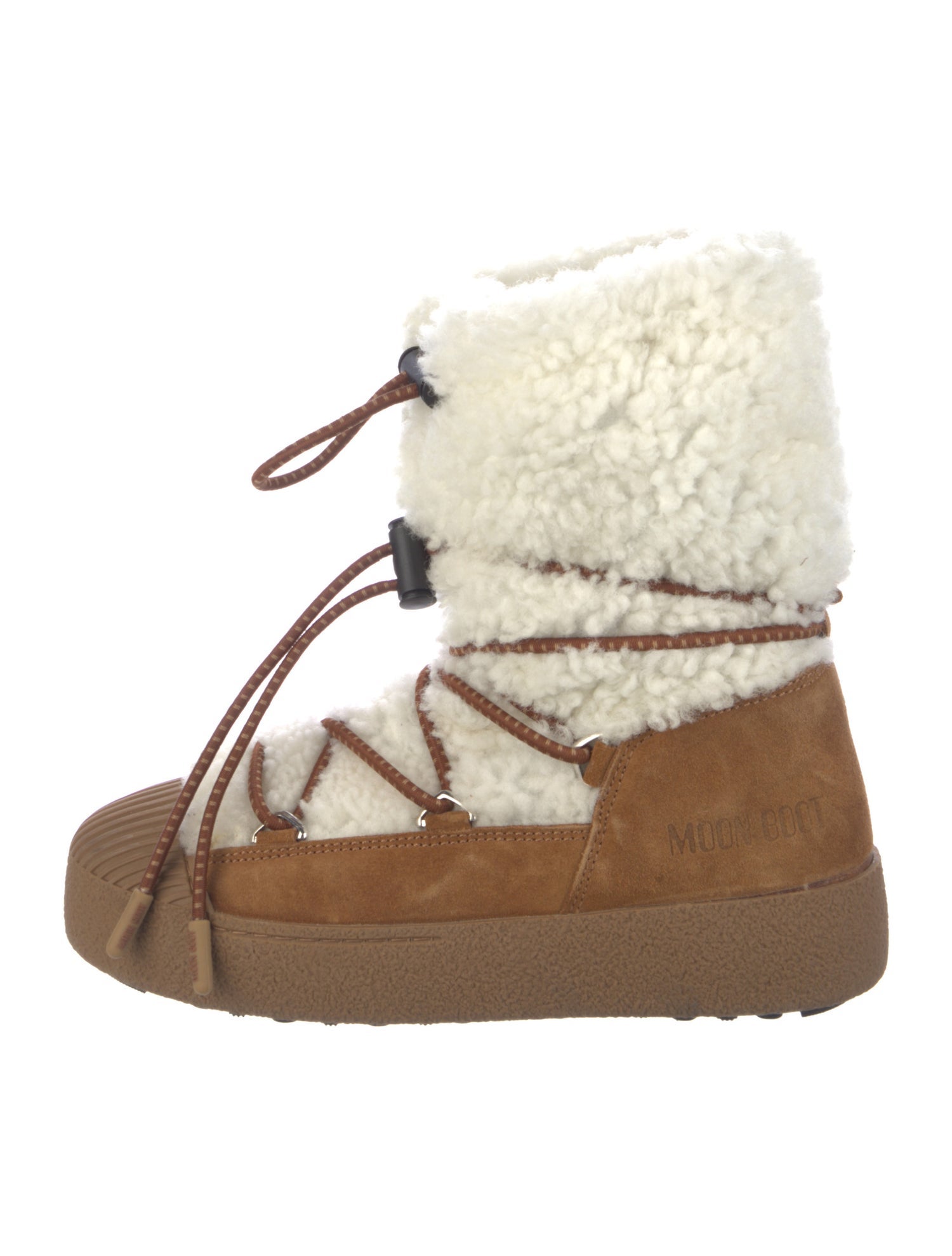 Moon Boot Suede Colorblock Pattern Lace-Up Boots