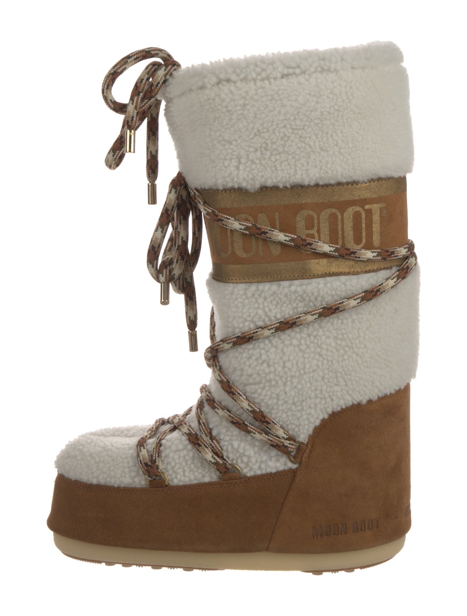 Moon Boot Suede Colorblock Pattern Lace-Up Boots w/ Tags