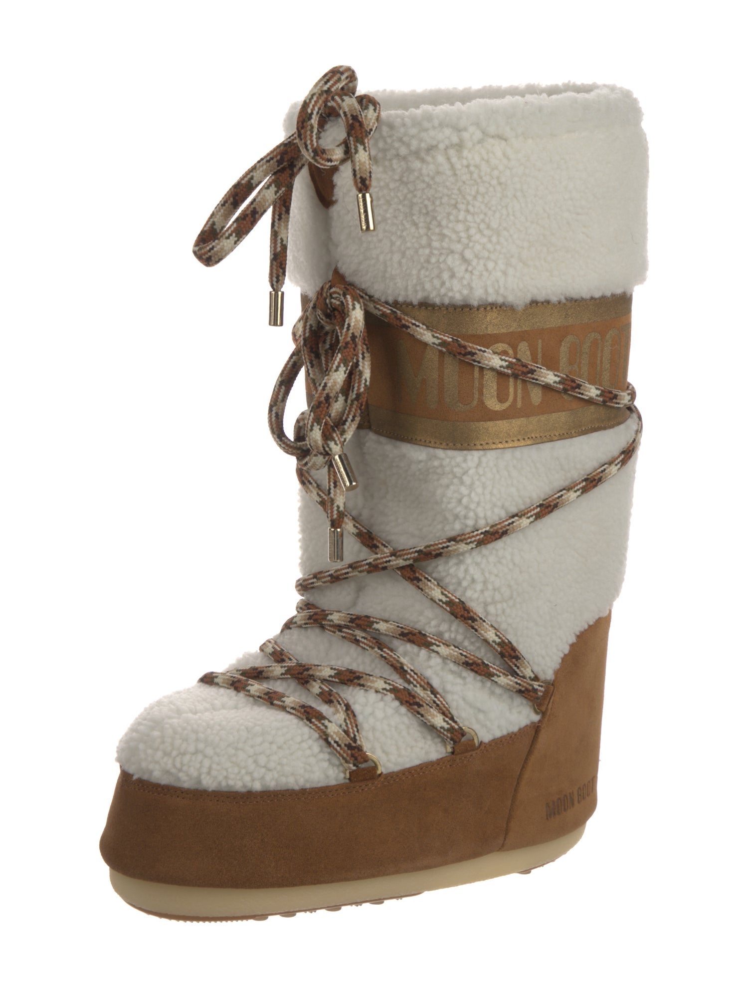 Moon Boot Suede Colorblock Pattern Lace-Up Boots w/ Tags