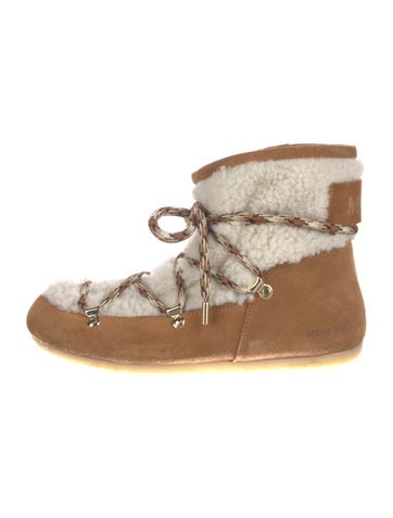 Moon Boot Boots Suede Colorblock Pattern Lace-Up 7.5