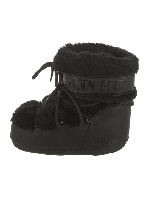 Moon Boot Vegan Leather Faux Fur Trim Lace-Up Boots