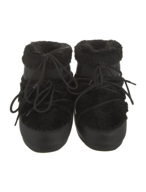 Moon Boot Vegan Leather Faux Fur Trim Lace-Up Boots
