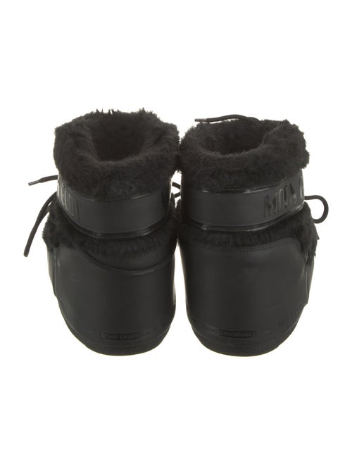 Moon Boot Vegan Leather Faux Fur Trim Lace-Up Boots