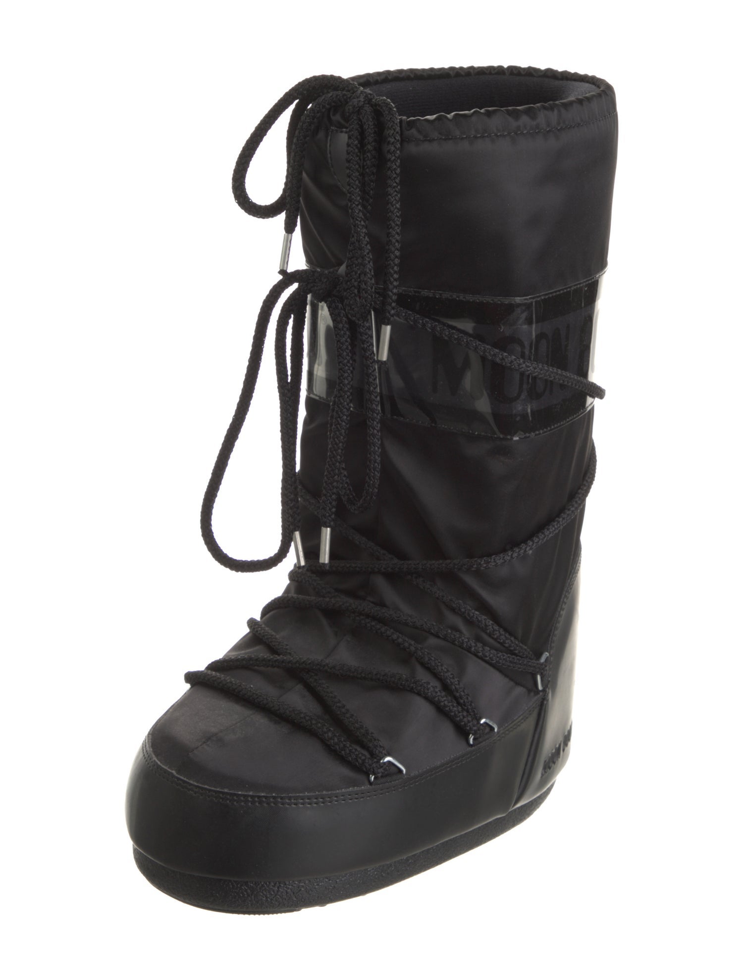 Moon Boot Nylon Leather Trim Embellishment Lace-Up Boots